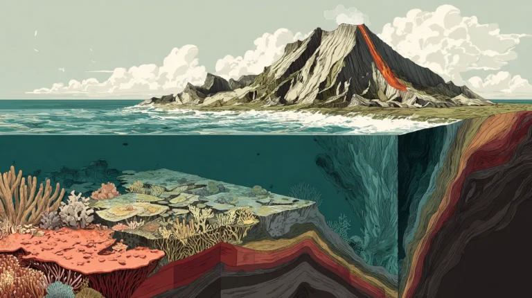 Illustration générée — Comment se forment les îles hautes de la Société
