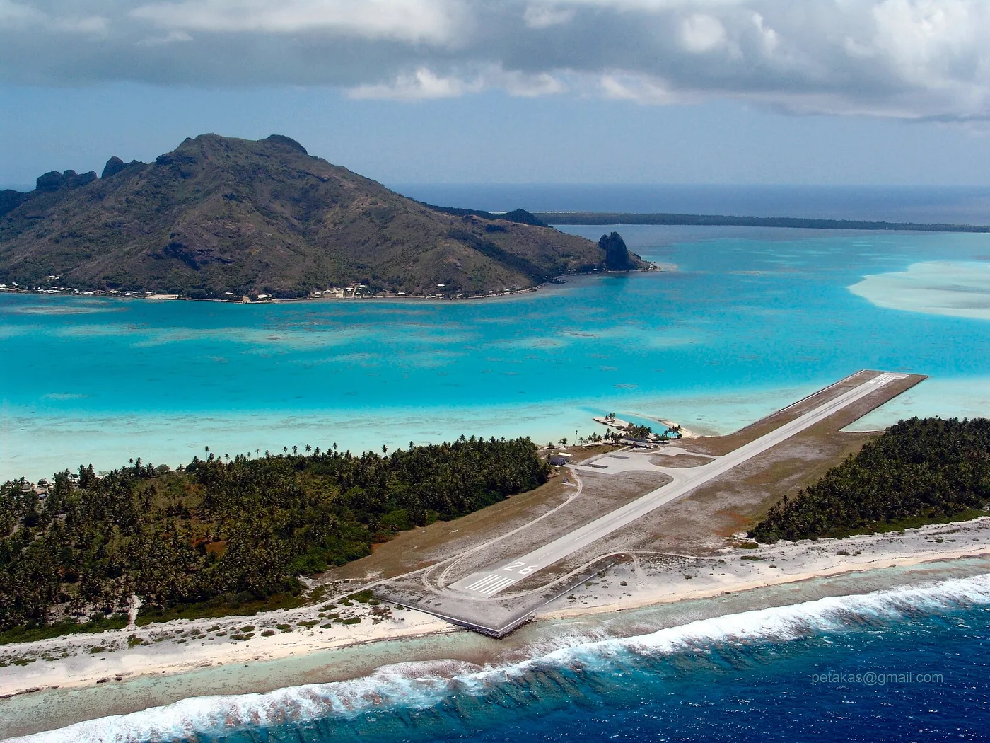 Aerial view of Maupiti Airport